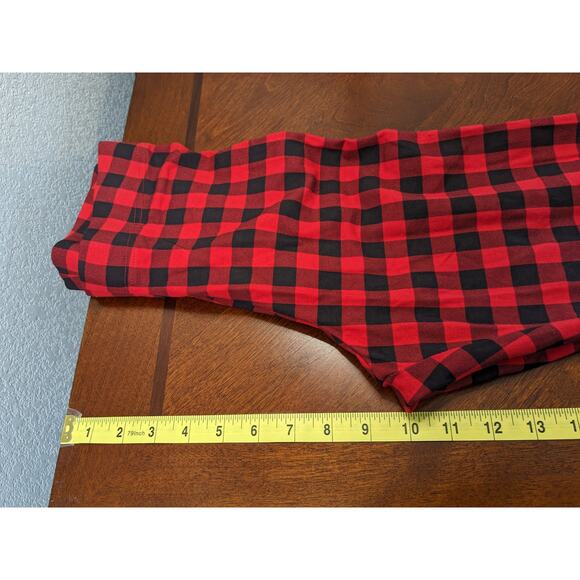 Old Navy Buffalo Plaid‎ Leggings XS Tall Black Red High Waisted Check Mid Rise - Picture 5 of 7